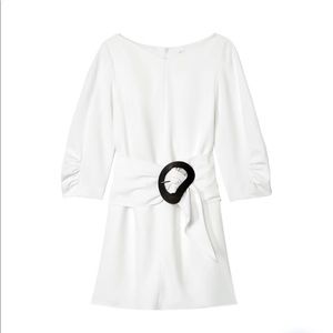 Tibi Drape Twill Shirred Sleeve Mini Dress with Removable Belt, Size 4